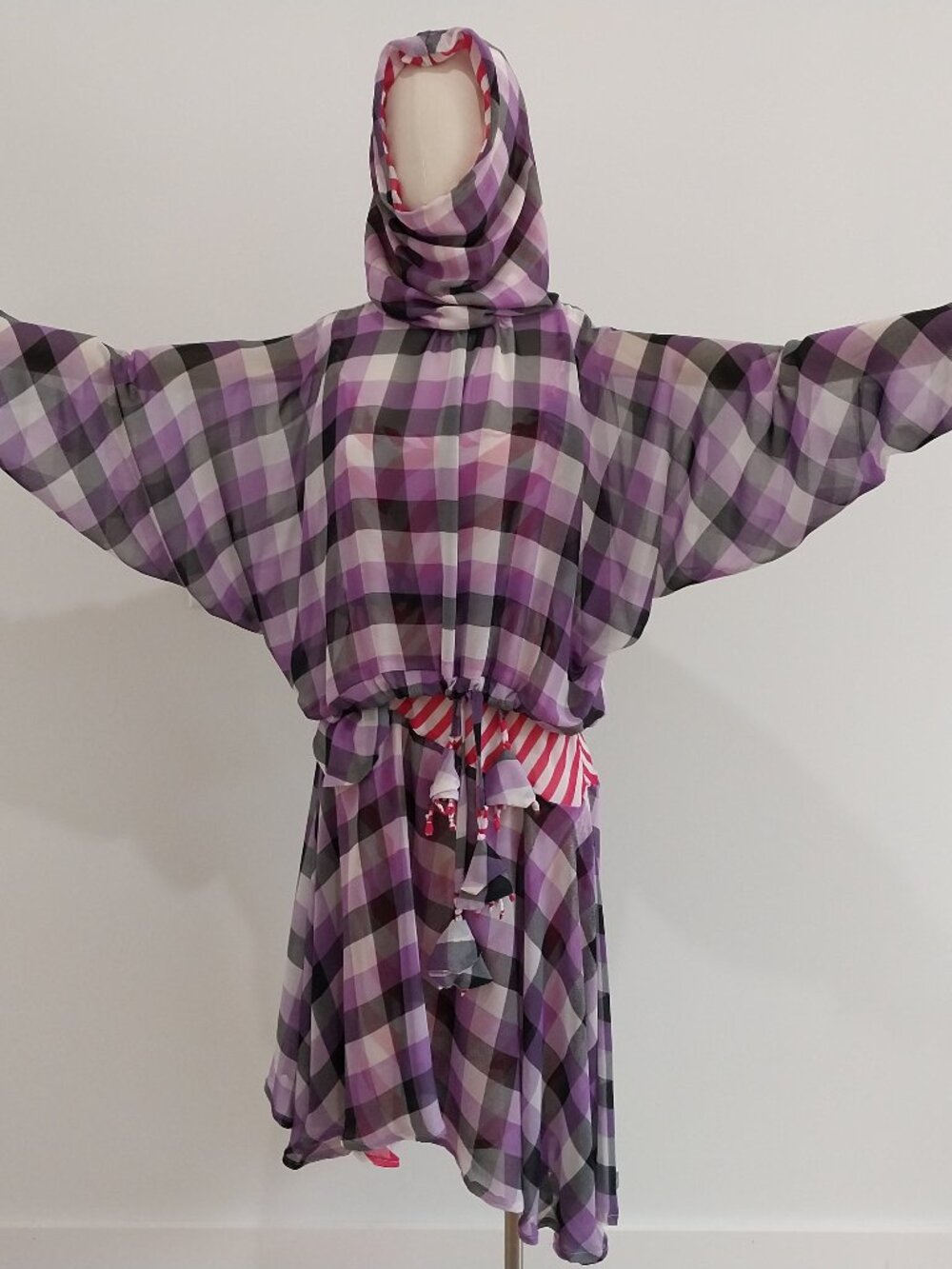 Squares On Stripes Slip Dress & Cocoon Hoodie Set